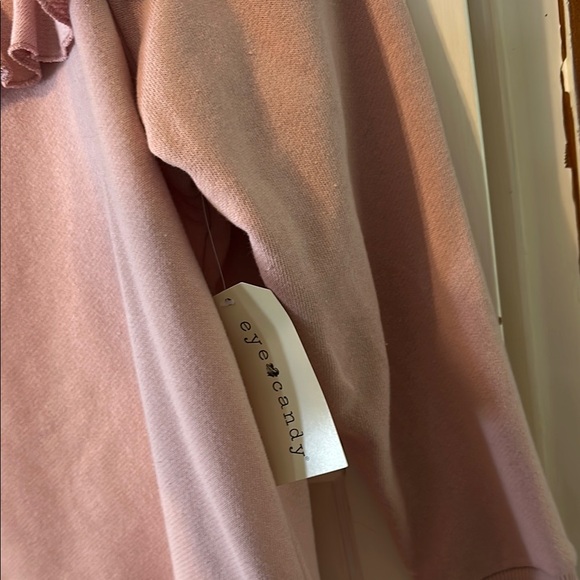 Eye Candy Pink Ruffled Cold Shoulder Top - Picture 4 of 5
